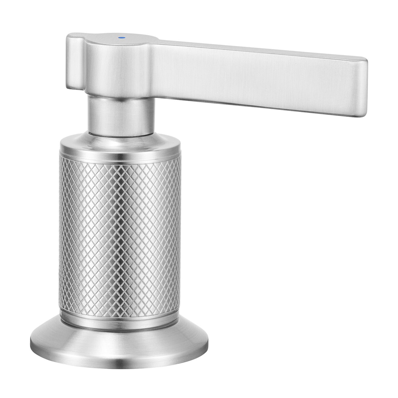 Ruvati RVF5236 Barolo Two-Handle Widespread Bathroom Faucet handle with knurled texture and angular design.