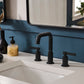 Ruvati RVF5236 Barolo Two-Handle Widespread Bathroom Faucet in a modern bathroom setting with knurled handles.