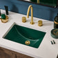 Ruvati RVF5238 Fabio Two-Handle Widespread Bathroom Faucet with Textured Knobs in Brushed Gold on a stylish sink.