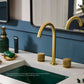 Ruvati RVF5238 Fabio Two-Handle Widespread Bathroom Faucet with Textured Knobs in Brushed Gold displayed on a modern vanity.