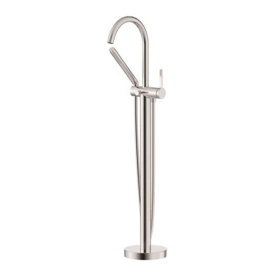 Ruvati RVF5338 Lucia Single-Handle Floor-Mounted Freestanding Tub Filler with Hand Shower in Brushed Nickel