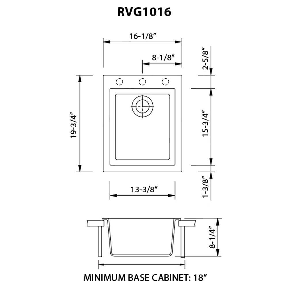 Ruvati epiGranite RVG1016 16" Topmount Single Bowl Wet Bar and Prep Sink