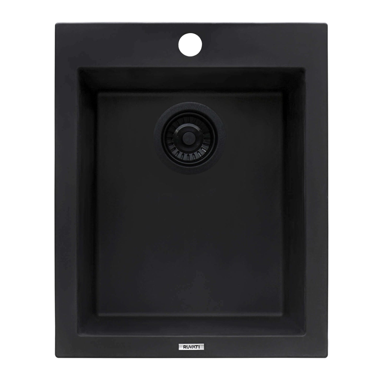 Ruvati epiGranite RVG1016 16" Topmount Single Bowl Wet Bar and Prep Sink in Midnight Black finish