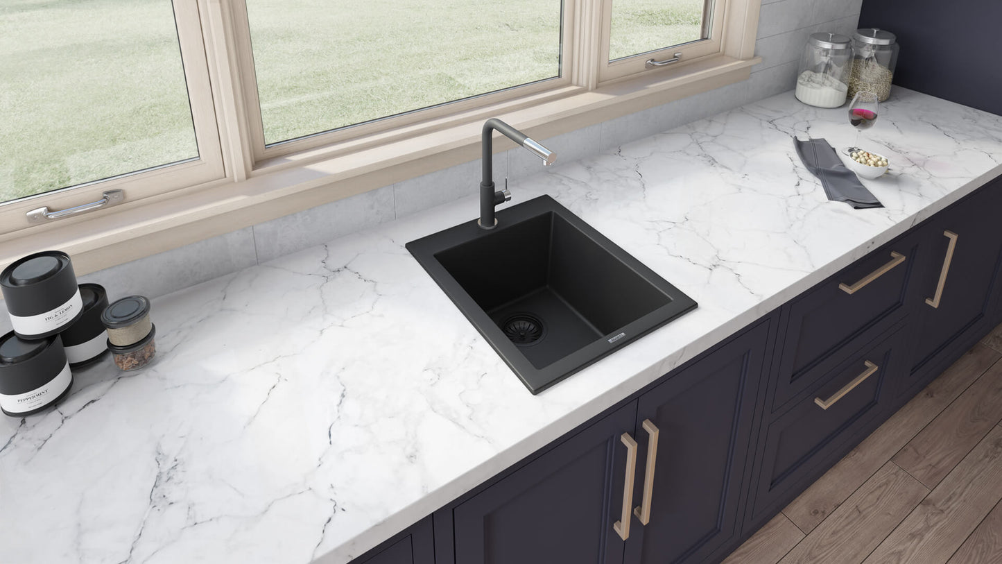 Ruvati epiGranite RVG1016 16" Topmount Single Bowl Wet Bar and Prep Sink