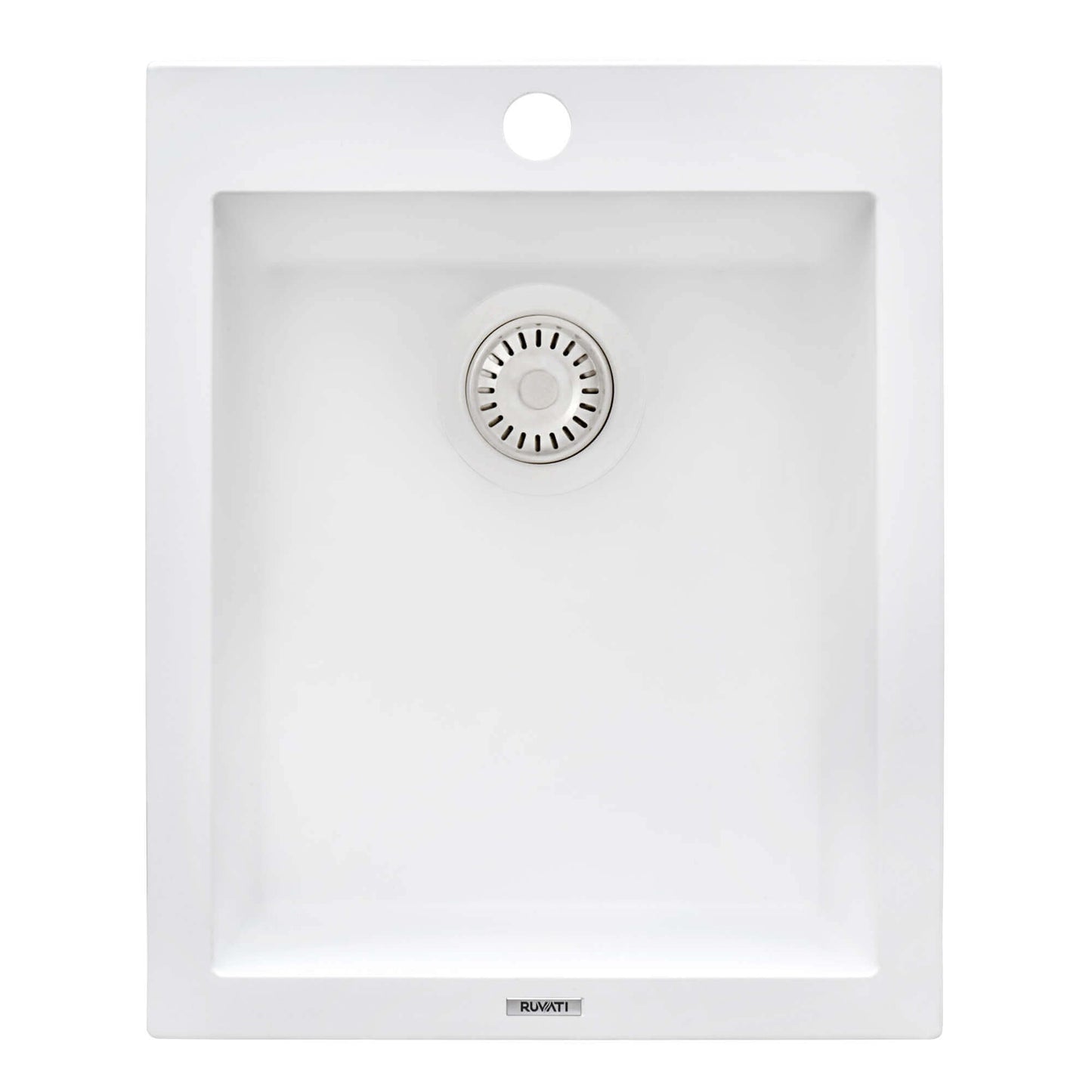 Ruvati epiGranite RVG1016 16" Topmount Single Bowl Wet Bar and Prep Sink in Arctic White Matte finish.