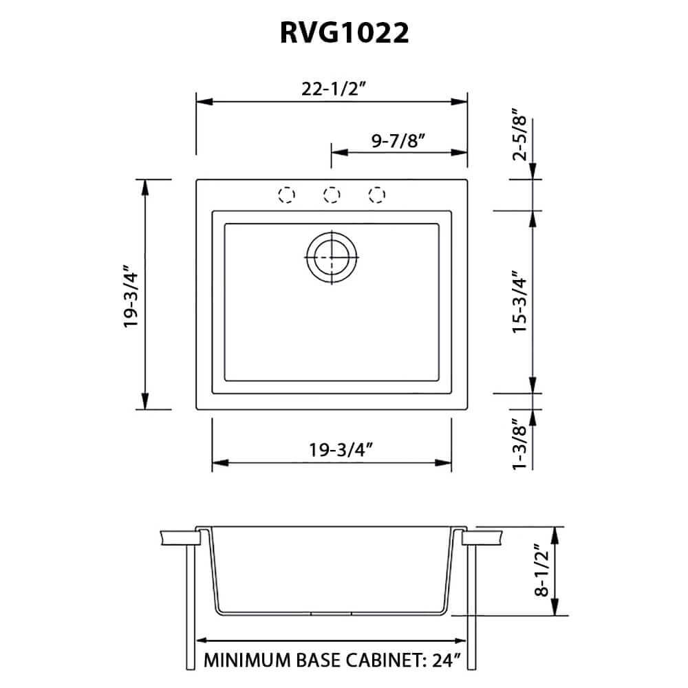 Ruvati epiGranite RVG1022 22" Topmount Single Bowl Wet Bar and Prep Sink