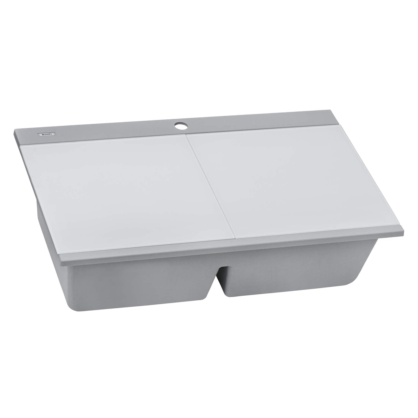 Ruvati 34" epiGranite Dual Bowl Workstation Kitchen Sink - Arctic White - RVG1350WH