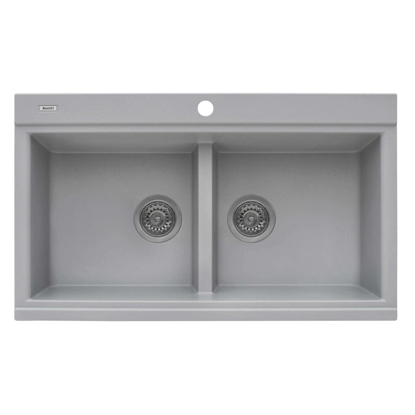 Ruvati 34" epiGranite Dual Bowl Workstation Kitchen Sink - Arctic White - RVG1350WH
