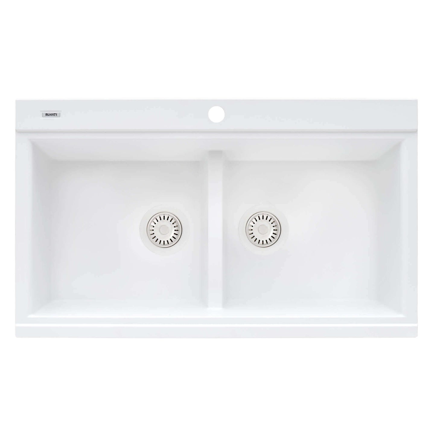 Ruvati 34" epiGranite Dual Bowl Workstation Kitchen Sink - Arctic White - RVG1350WH