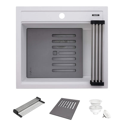 Ruvati epiCube RVG1622 23" Topmount Workstation Wet Bar and Prep Sink with Dual Ledges