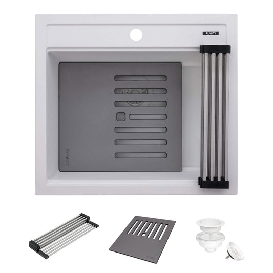 Ruvati epiCube RVG1622 23" Topmount Workstation Wet Bar and Prep Sink with Dual Ledges