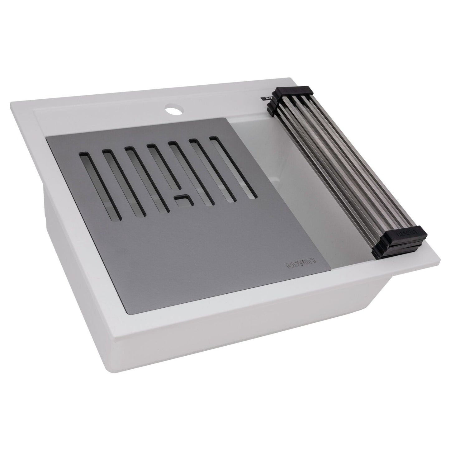 Ruvati epiCube RVG1622 23" Topmount Workstation Wet Bar and Prep Sink with Dual Ledges