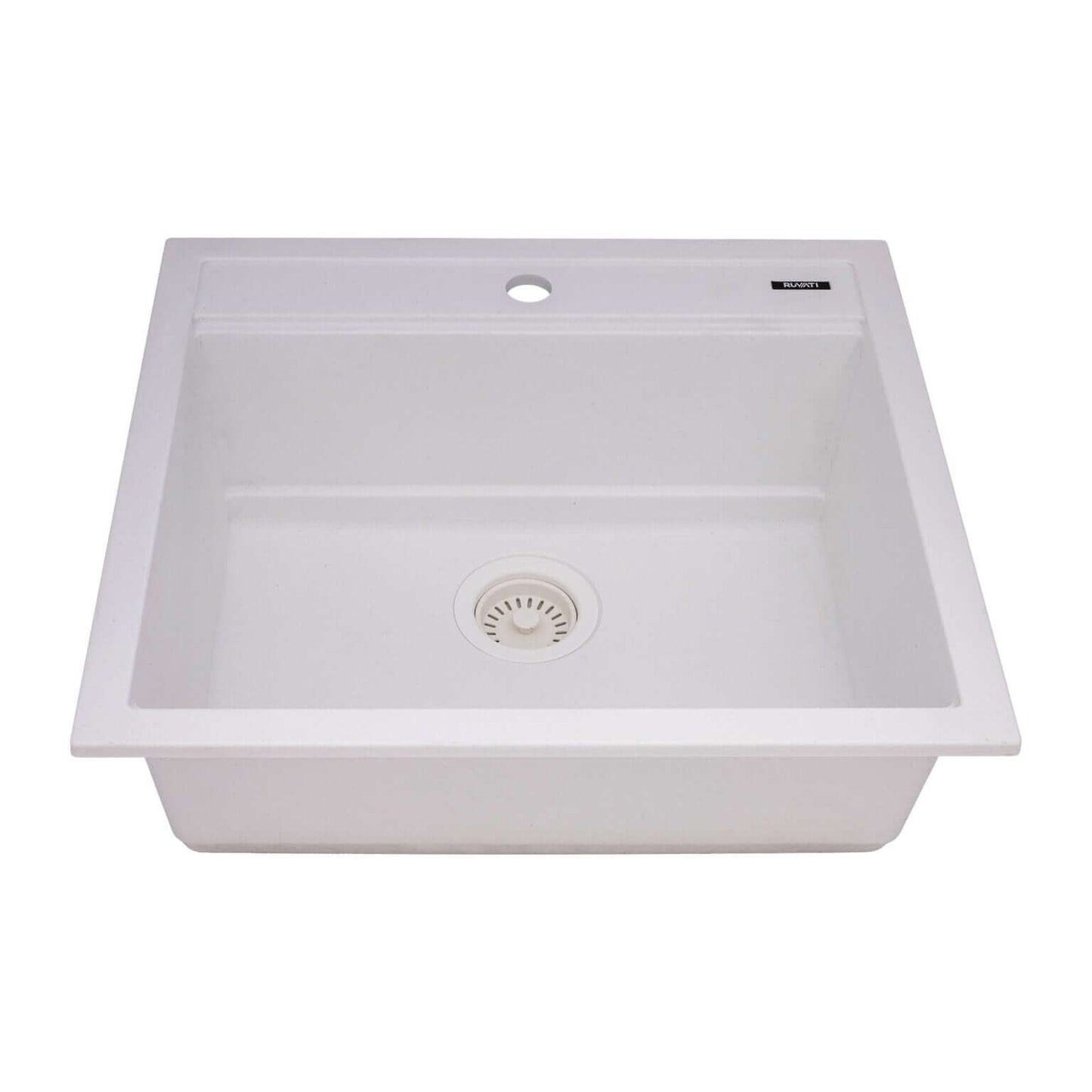 Ruvati epiCube RVG1622 23" Topmount Workstation Wet Bar and Prep Sink with Dual Ledges in Arctic White Matte finish.