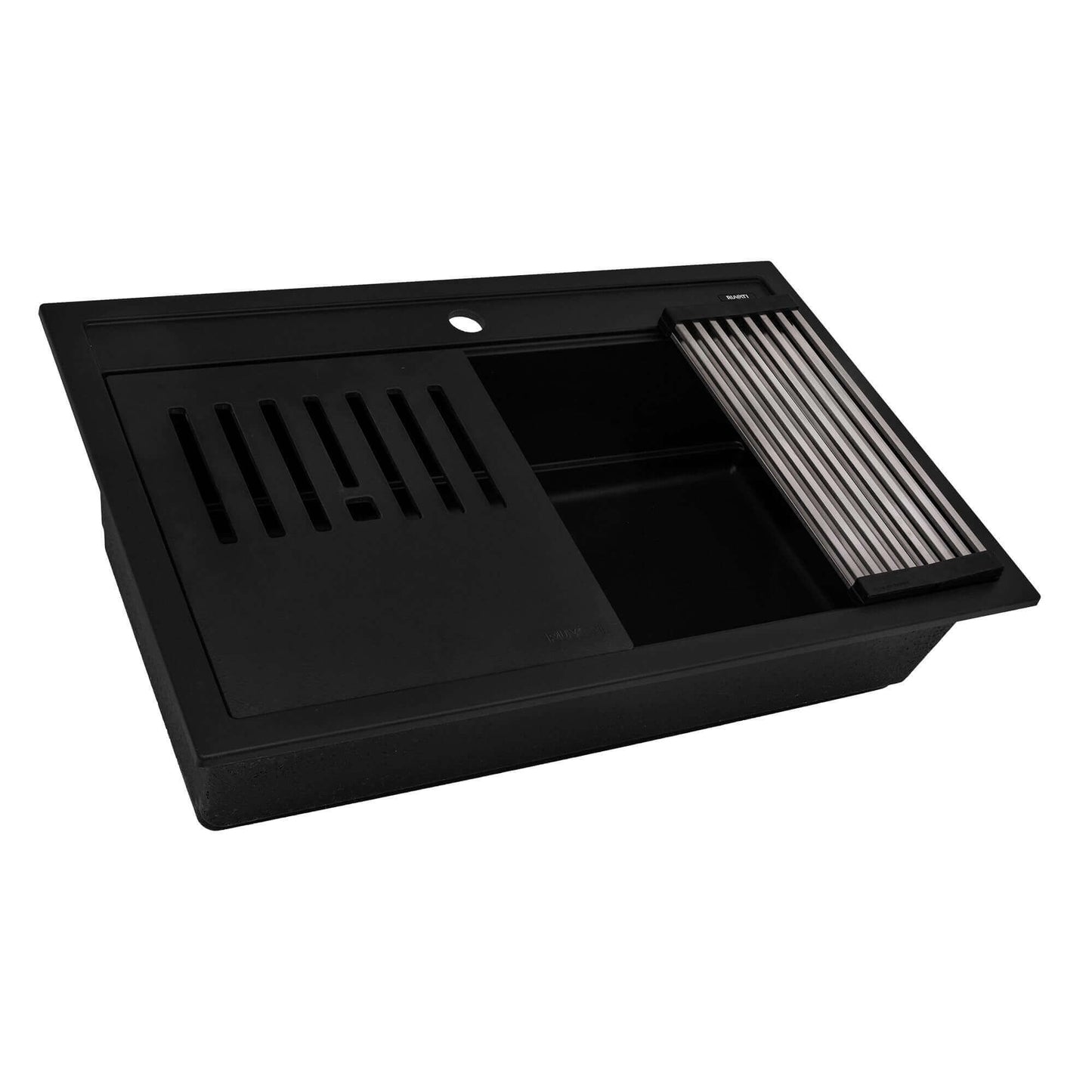 Ruvati epiCube RVG1631 31" Topmount Workstation Kitchen Sink with Dual Ledges in Black finish