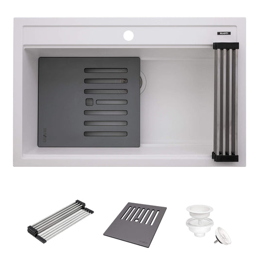 Ruvati epiCube RVG1634 34" Topmount Workstation Kitchen Sink with Dual Ledges