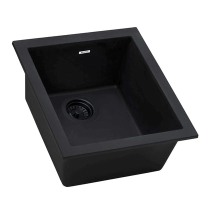 Ruvati epiGranite RVG2016 15" Undermount Single Bowl Wet Bar and Prep Sink in Black finish.
