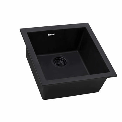 Ruvati RVG2018 17" Square Granite Composite Undermount Bar Prep Sink in sleek black finish.