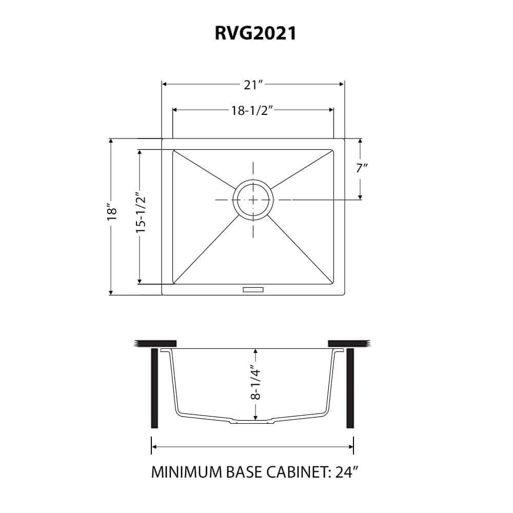 Ruvati RVG2021 21" Granite Composite Undermount Bar Prep Sink
