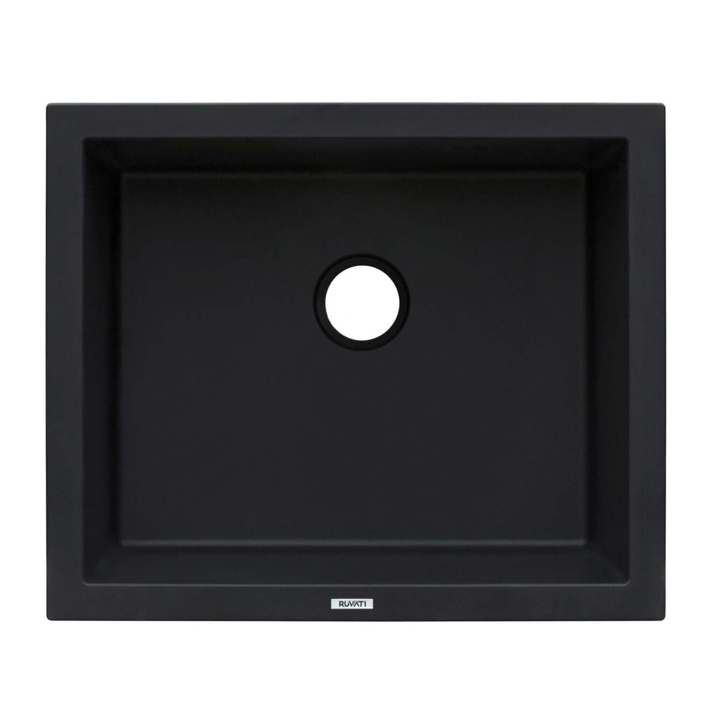 Ruvati RVG2021 21" Granite Composite Undermount Bar Prep Sink in black with a single hole for faucet installation.