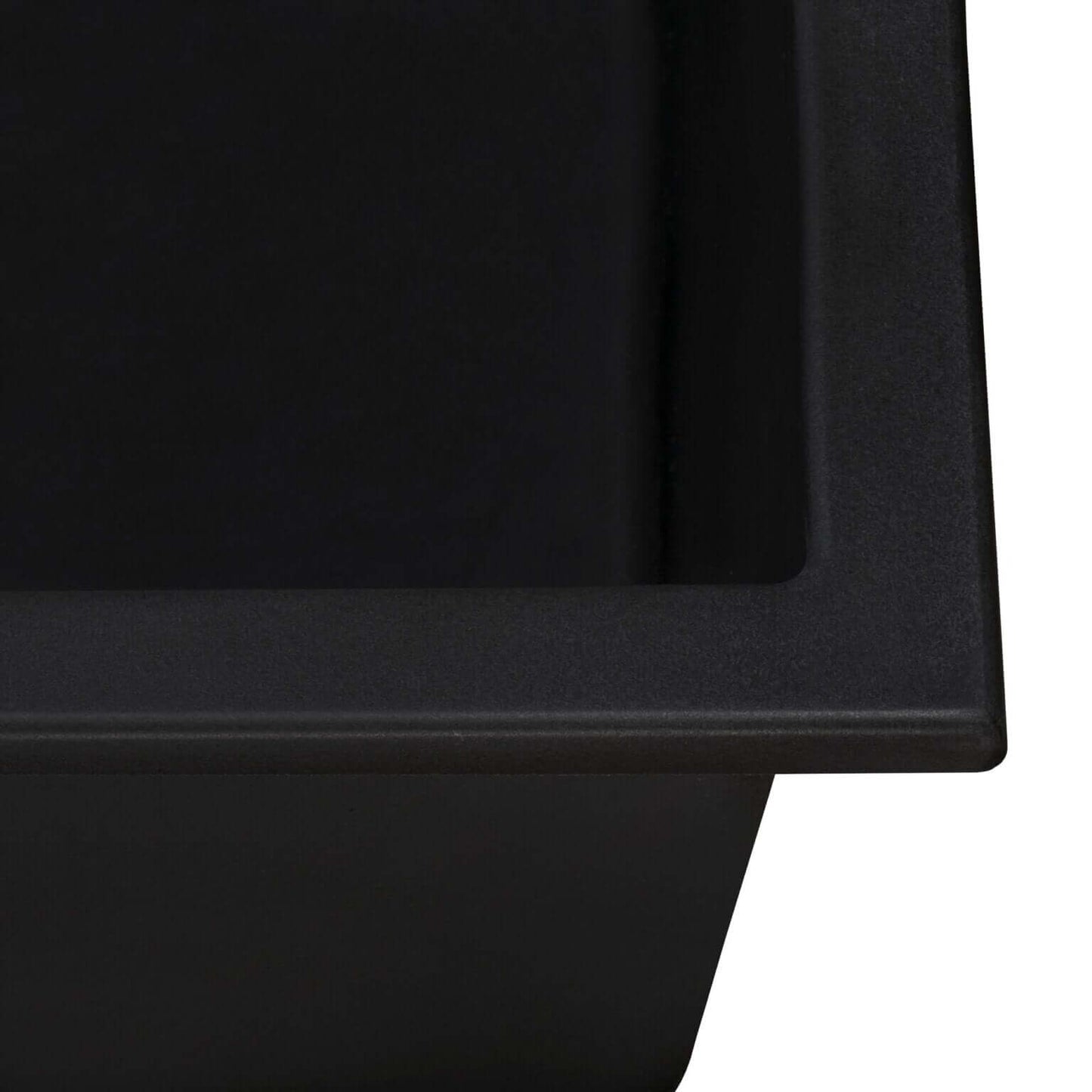 Ruvati RVG2021 21" Granite Composite Undermount Bar Prep Sink close-up of the black granite finish