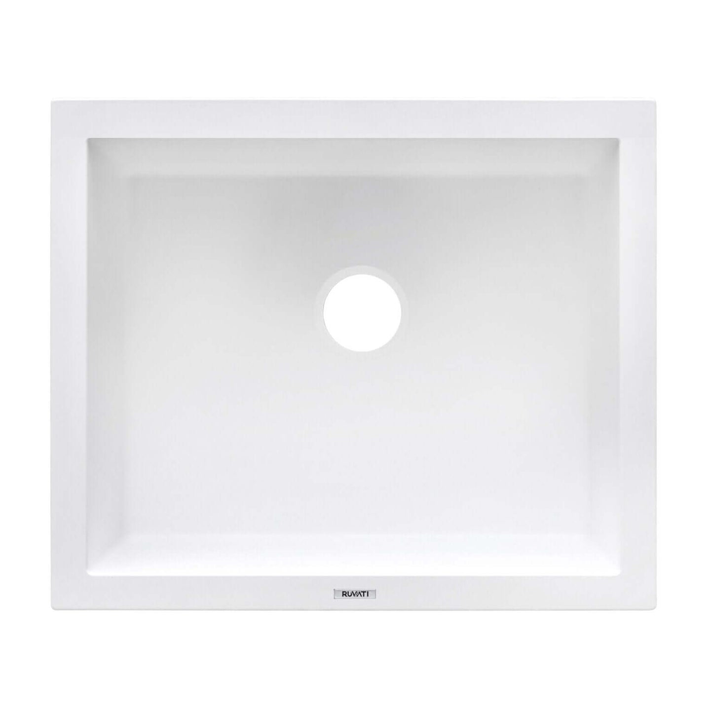 Ruvati RVG2021 21" Granite Composite Undermount Bar Prep Sink in white with a round drain hole