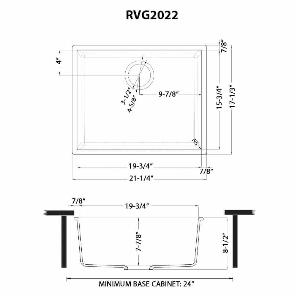 Ruvati RVG2022 21" Granite Composite Undermount Bar Prep Sink