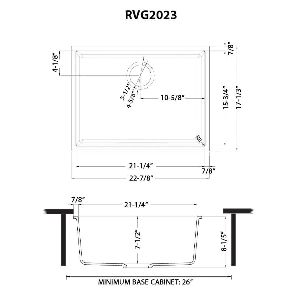 Ruvati RVG2023 23" Granite Composite Undermount Bar Prep Sink
