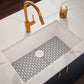 Ruvati RVG2027 27" Granite Composite Undermount Single Bowl Sink with grey accessory mat and modern faucet.