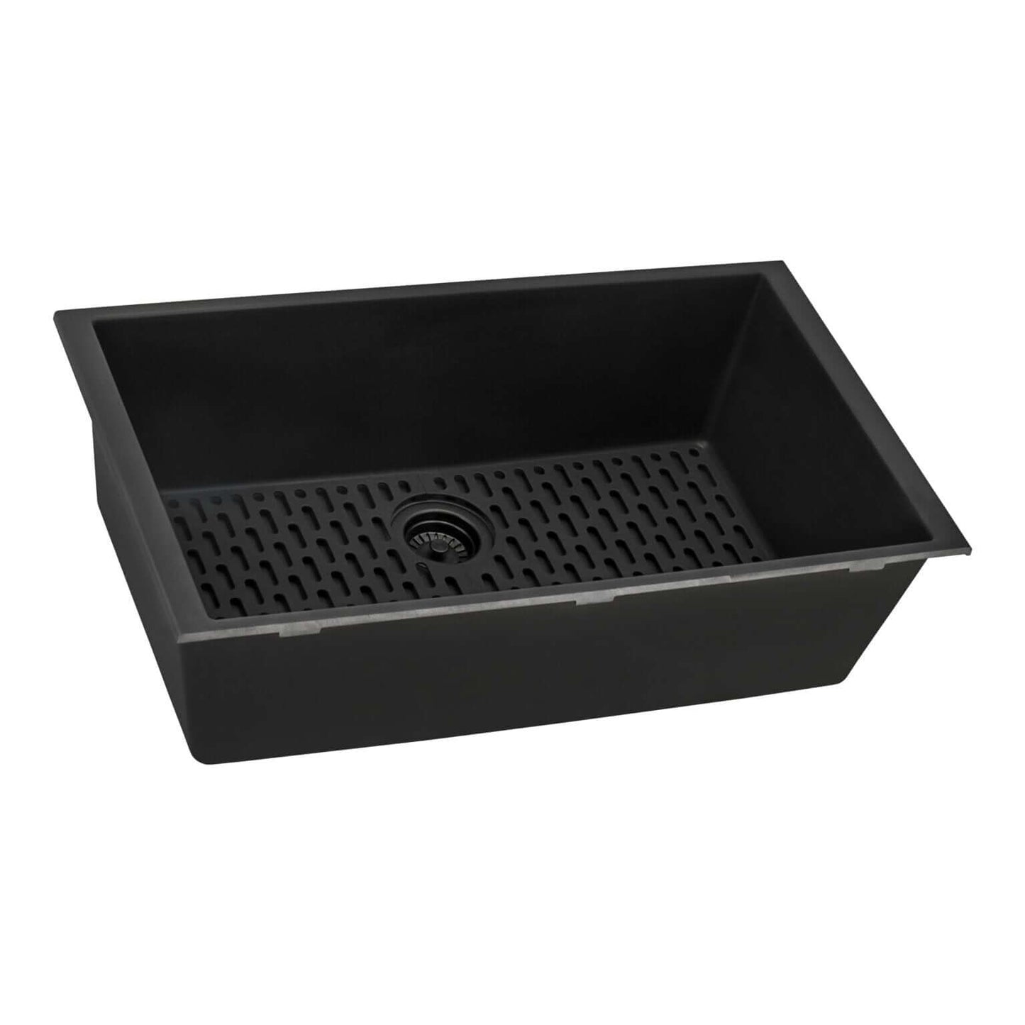 Ruvati RVG2030 30" Granite Composite Undermount Single Bowl Kitchen Sink with grid and drain.