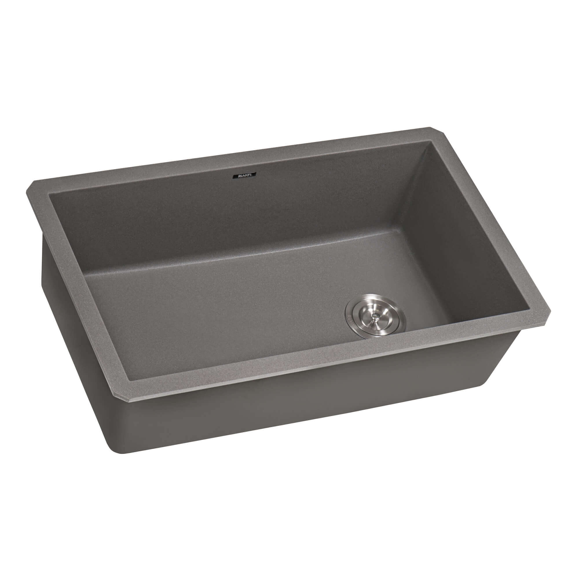 Ruvati 32" epiGranite undermount kitchen sink in Urban gray with offset drain.