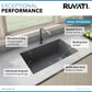 Ruvati RVG2033GR Urban Gray granite composite kitchen sink with matte finish, rounded corners, and matching drain in stylish kitchen setting.
