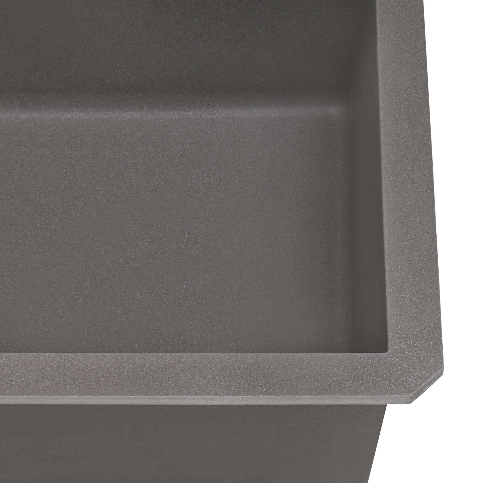 Top view of Ruvati 32" epiGranite undermount kitchen sink in Urban Gray showcasing smooth finish and modern design.
