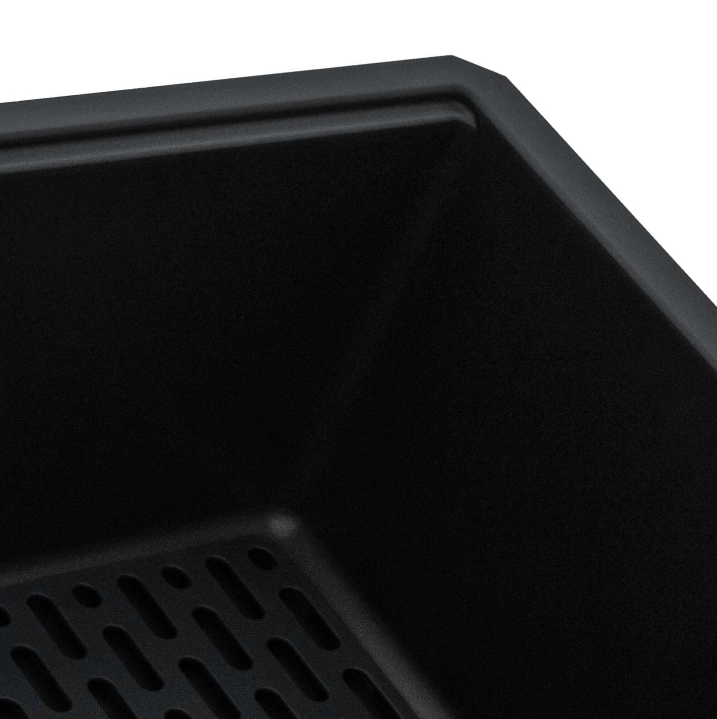 Close-up view of the Ruvati RVG2080 32" Granite Composite Undermount Single Bowl Kitchen Sink showing the interior design.