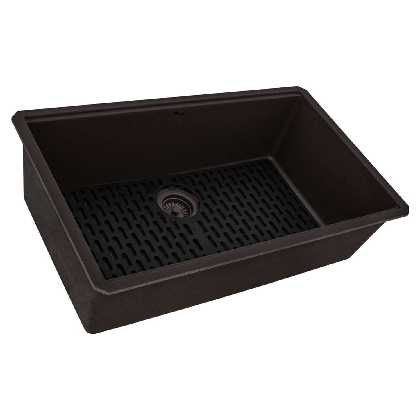 Ruvati RVG2080 32" Granite Composite Undermount Single Bowl Kitchen Sink in dark finish with a textured bottom.