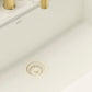 Ruvati 32" Undermount kitchen sink in arctic white with gold faucet and center drain on a white countertop.