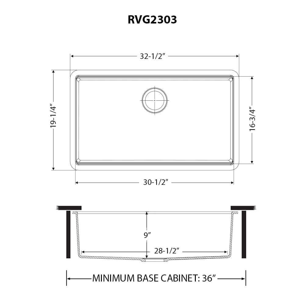 Ruvati RVG2303 32" Granite Composite Undermount Workstation Kitchen Sink