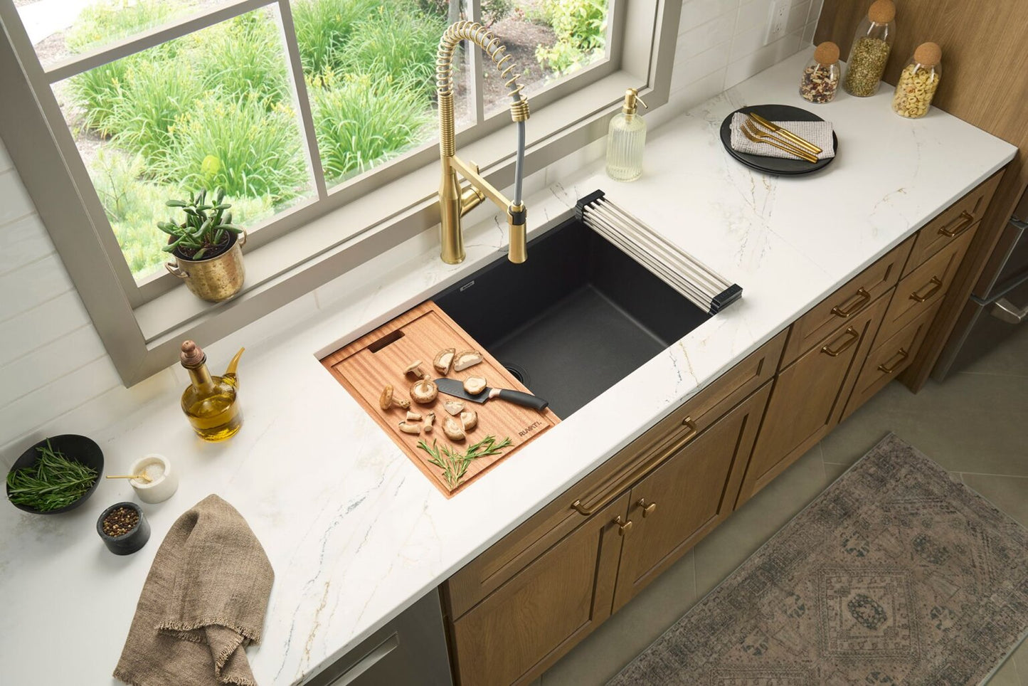 Ruvati RVG2303 32" Granite Composite Undermount Workstation Kitchen Sink