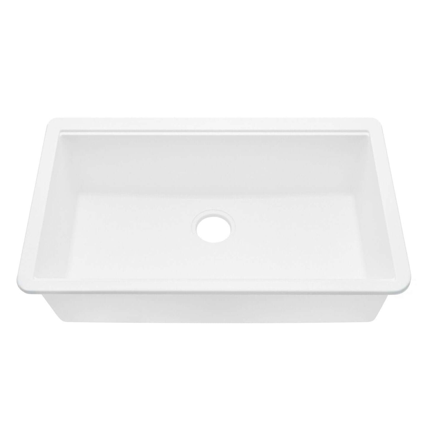 Ruvati RVG2303 32" Granite Composite Undermount Workstation Kitchen Sink - Single bowl design, sleek white finish.