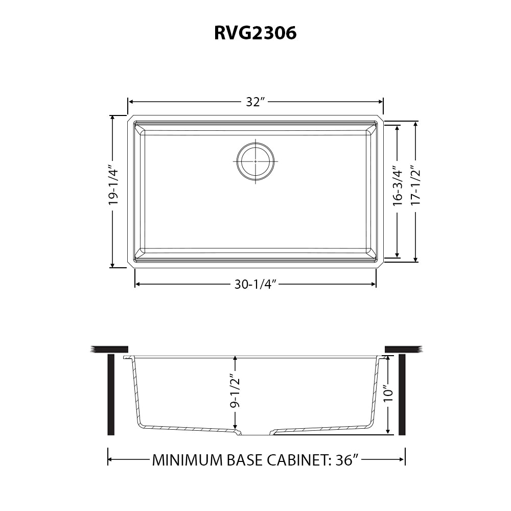 Ruvati RVG2306 32" Granite Composite Undermount Workstation Kitchen Sink
