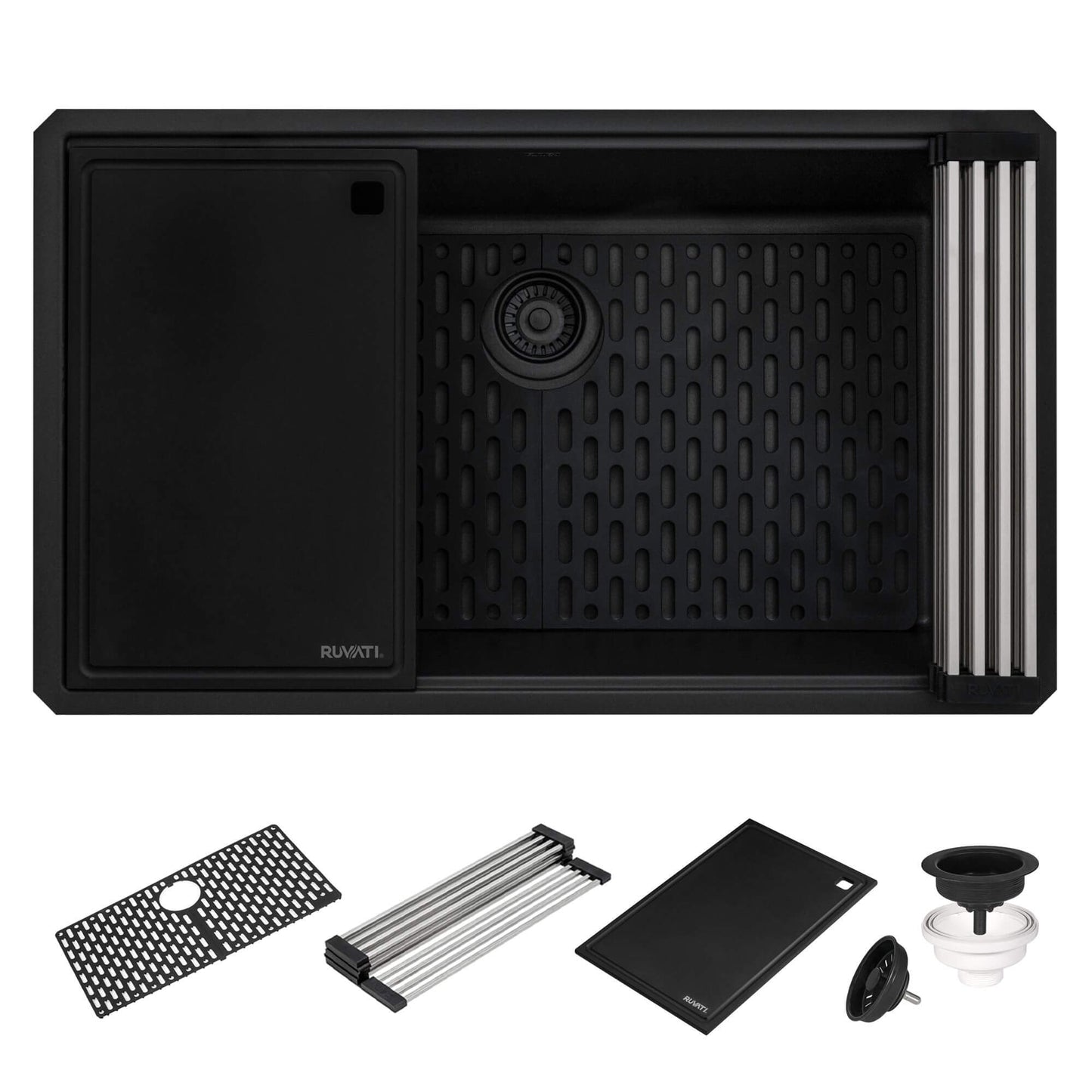 Ruvati RVG2306 32" Granite Composite Undermount Workstation Kitchen Sink