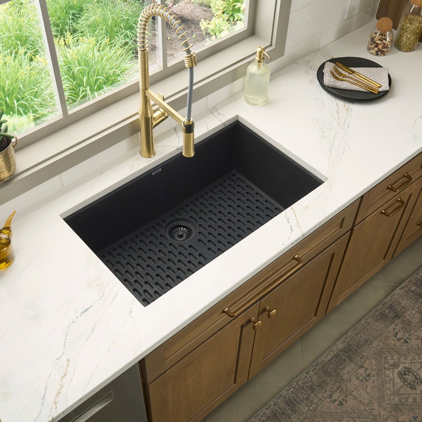 Ruvati RVG2306 32" Granite Composite Undermount Workstation Kitchen Sink