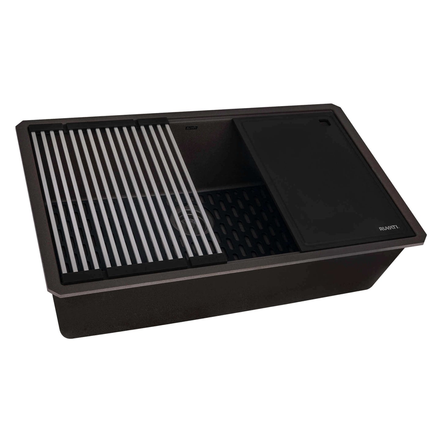 Ruvati RVG2306 32" Granite Composite Undermount Workstation Kitchen Sink with accessories