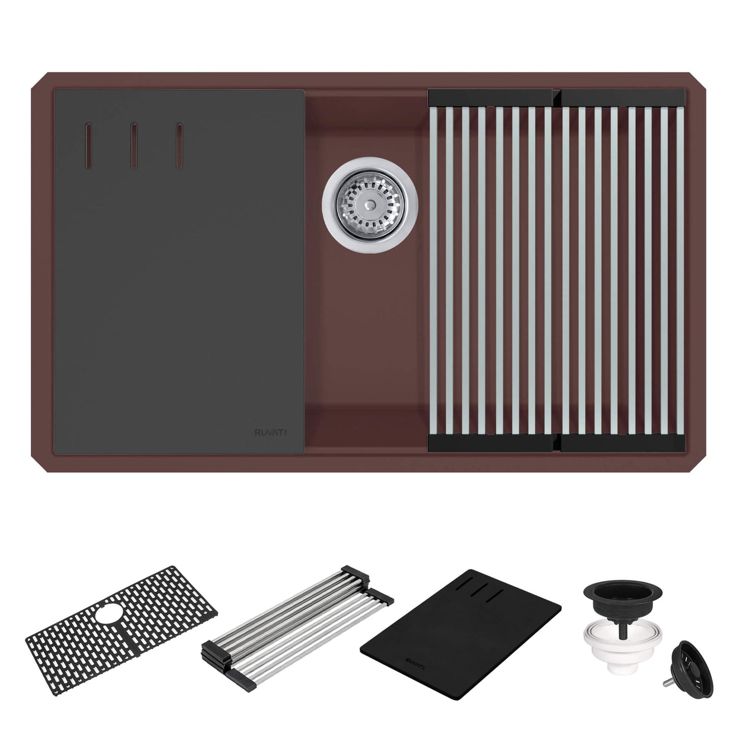 Ruvati RVG2306 32" Granite Composite Undermount Workstation Kitchen Sink
