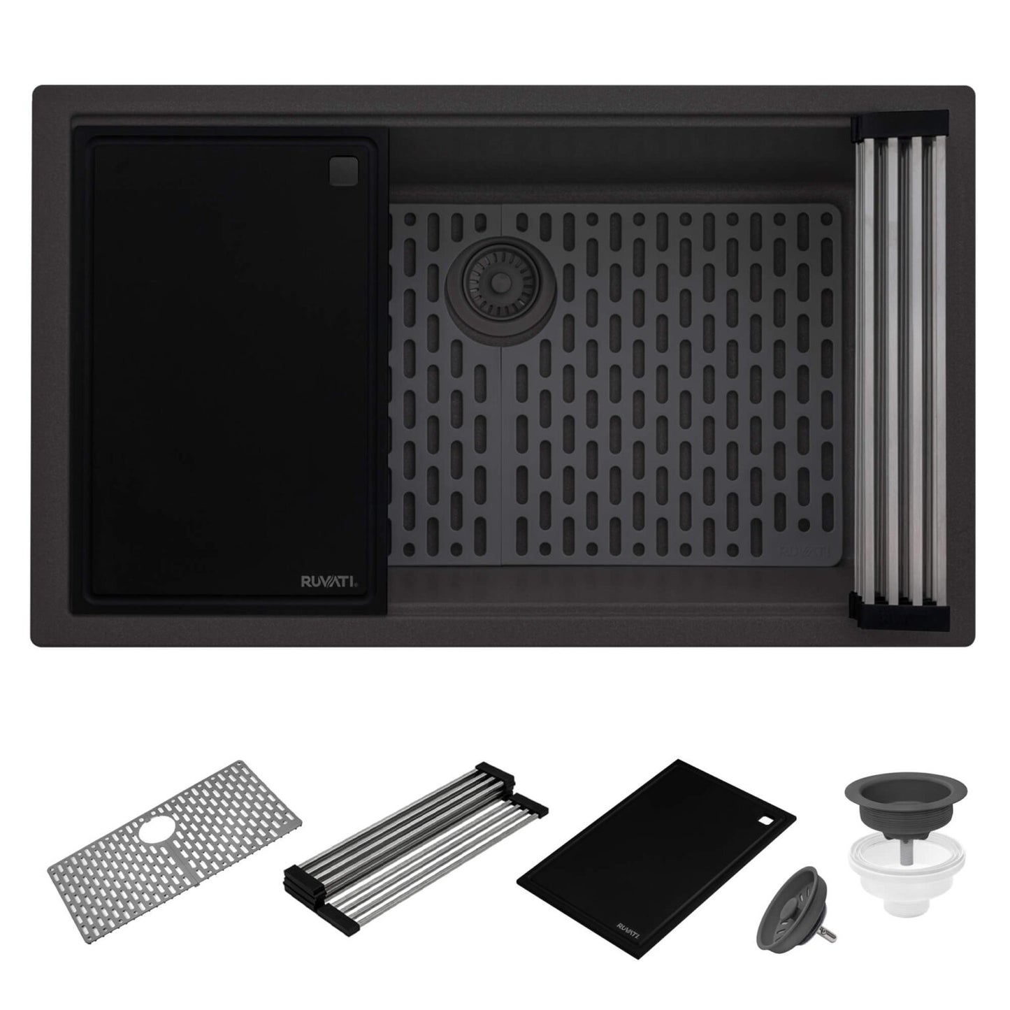 Ruvati RVG2306 32" Granite Composite Undermount Workstation Kitchen Sink