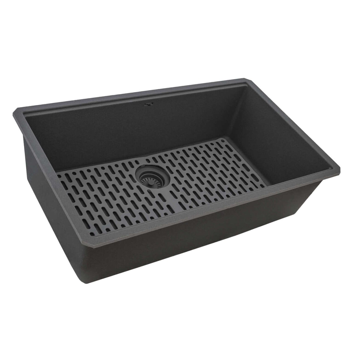Ruvati RVG2306 32" Granite Composite Undermount Workstation Kitchen Sink with drain and textured surface.