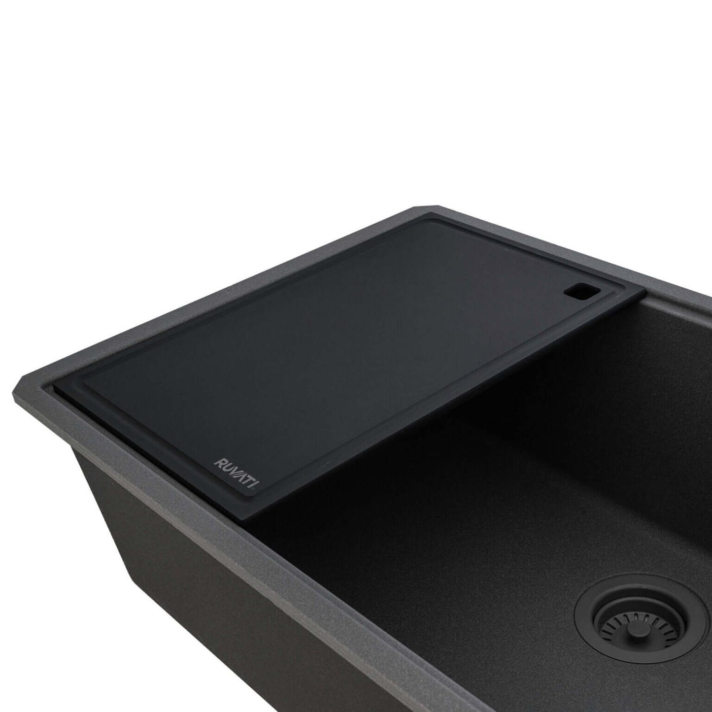 Ruvati RVG2306 32" Granite Composite Undermount Workstation Kitchen Sink with cutting board accessory.