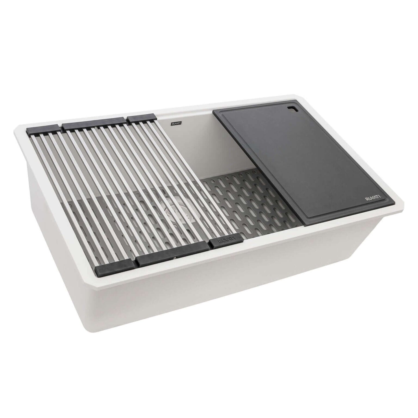 Ruvati RVG2306 32" Granite Composite Undermount Workstation Kitchen Sink with accessories