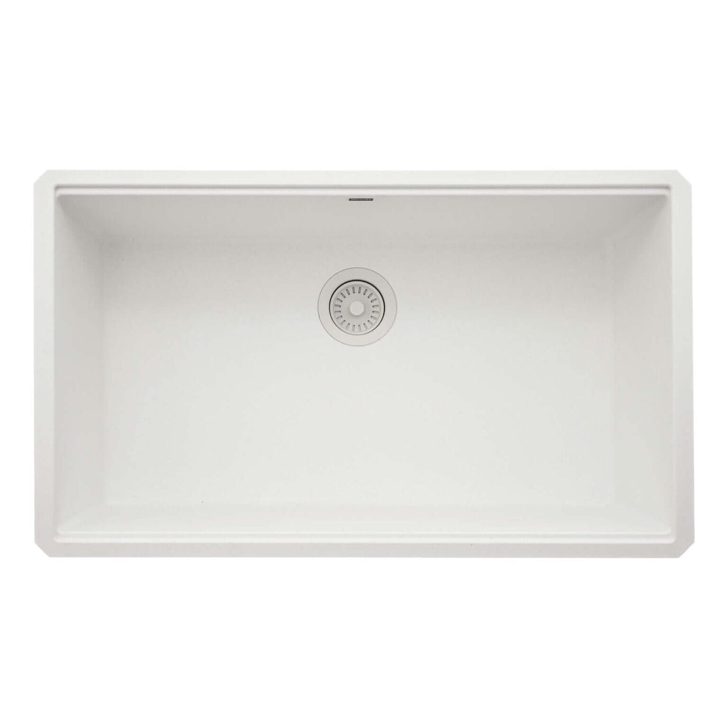 Ruvati RVG2306 32" Granite Composite Undermount Workstation Kitchen Sink - white single bowl top view