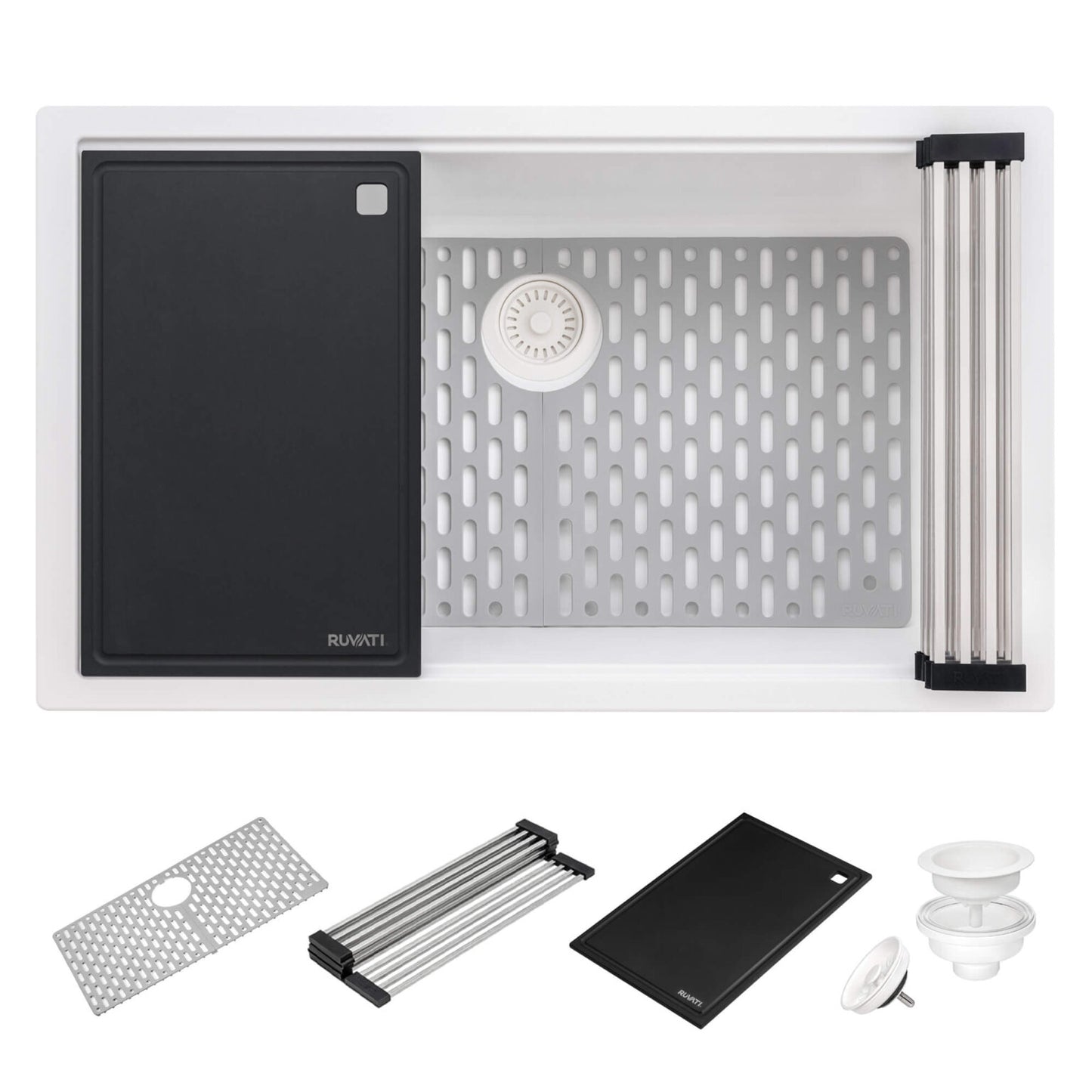 Ruvati RVG2306 32" Granite Composite Undermount Workstation Kitchen Sink