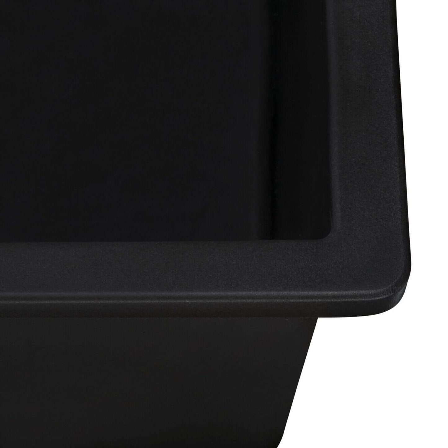 Ruvati RVG2343 32" Granite Composite Undermount Workstation Sink corner close-up detail.